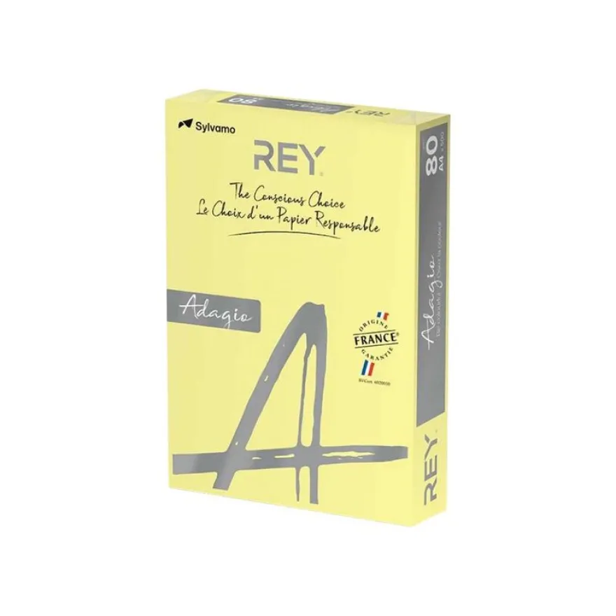 Rey Adagio - Papier couleur - A4 (210 x 297 mm) - 80 g/m² - Ramette de 500 feuilles - jaune canari