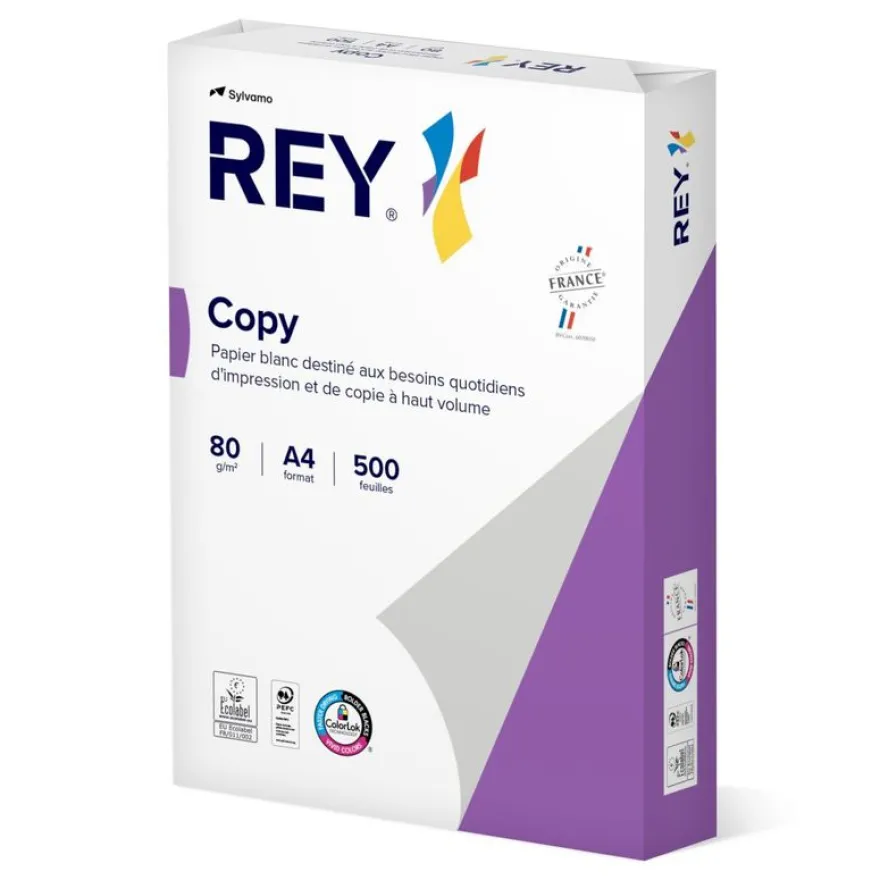 Rey Copy - Papier blanc - A4 (210 x 297 mm) - 80 g/m² - Ramette de 500 feuilles