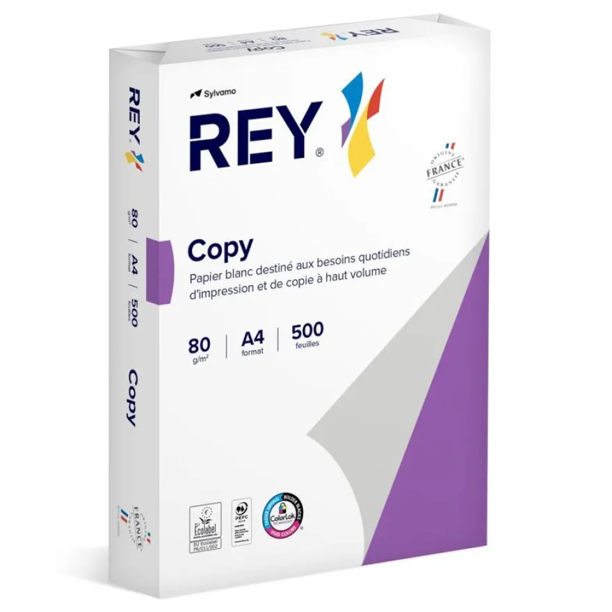Rey Copy - Papier blanc - A4 (210 x 297 mm) - 80 g/m² - Ramette de 500 feuilles