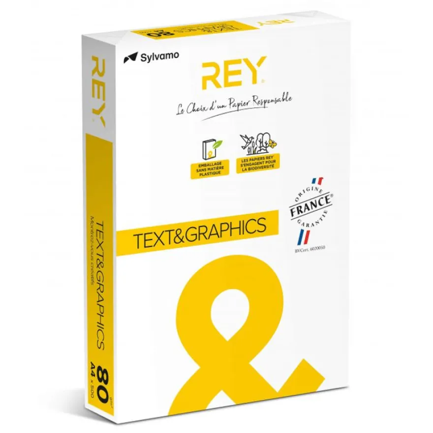 Rey Text & graphics - Papier blanc - A4 (210 x 297 mm) - 80 g/m² - Ramette de 500 feuilles