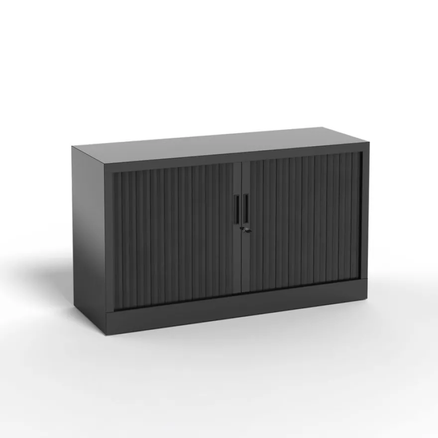 Réhausse pour armoire à rideaux metalliques - L120 x H43 x P43cm - corps noir/rideau noir