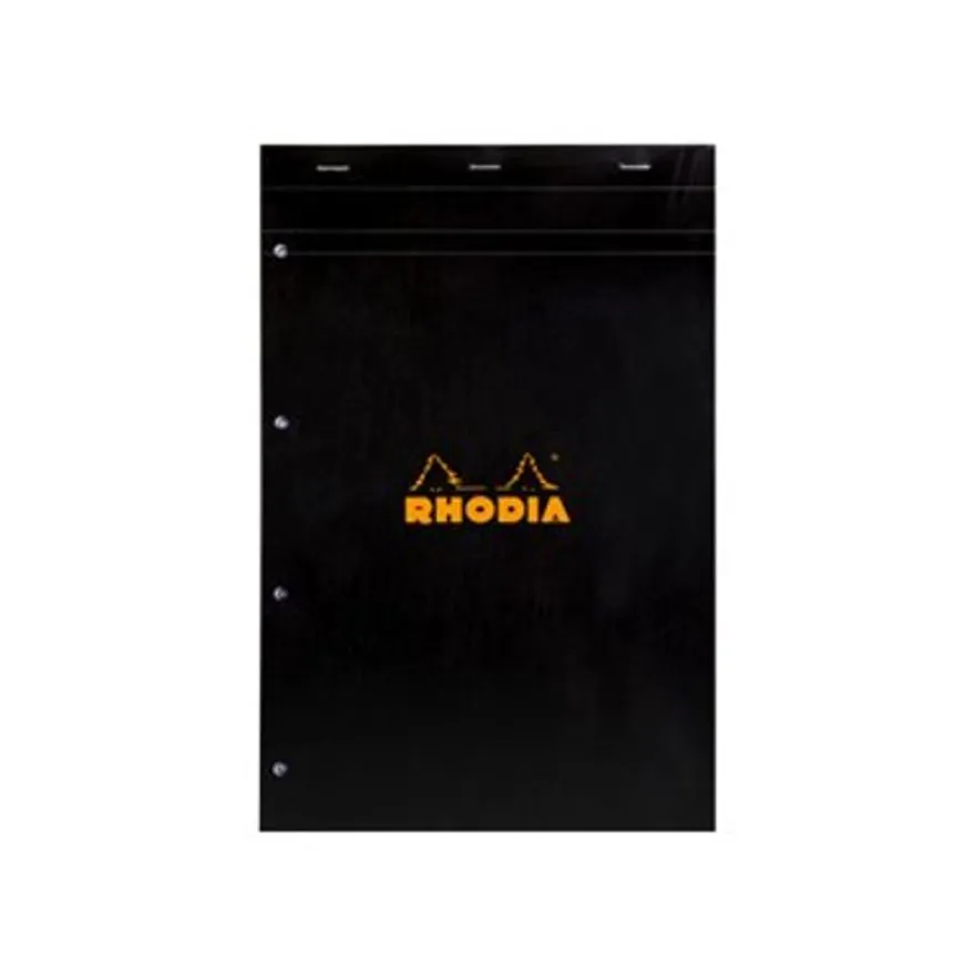 Rhodia - Bloc notes - A4 + - 160 pages - petits carreaux - noir