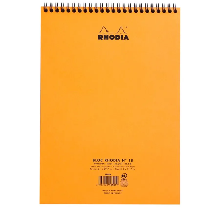 Rhodia - Bloc notes à spirale - A4 - 80 pages - petits carreaux