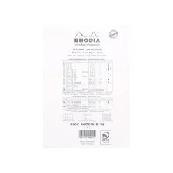 Rhodia - Bloc notes N°16 - A5 - 160 pages - petits carreaux - 80g - blanc
