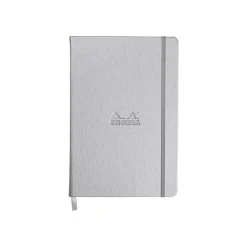 RHODIA - Cahier de notes - A5 (140 x 210 mm) - 96 feuilles / 192 pages - papier ivoire - doublé - couverture argentée