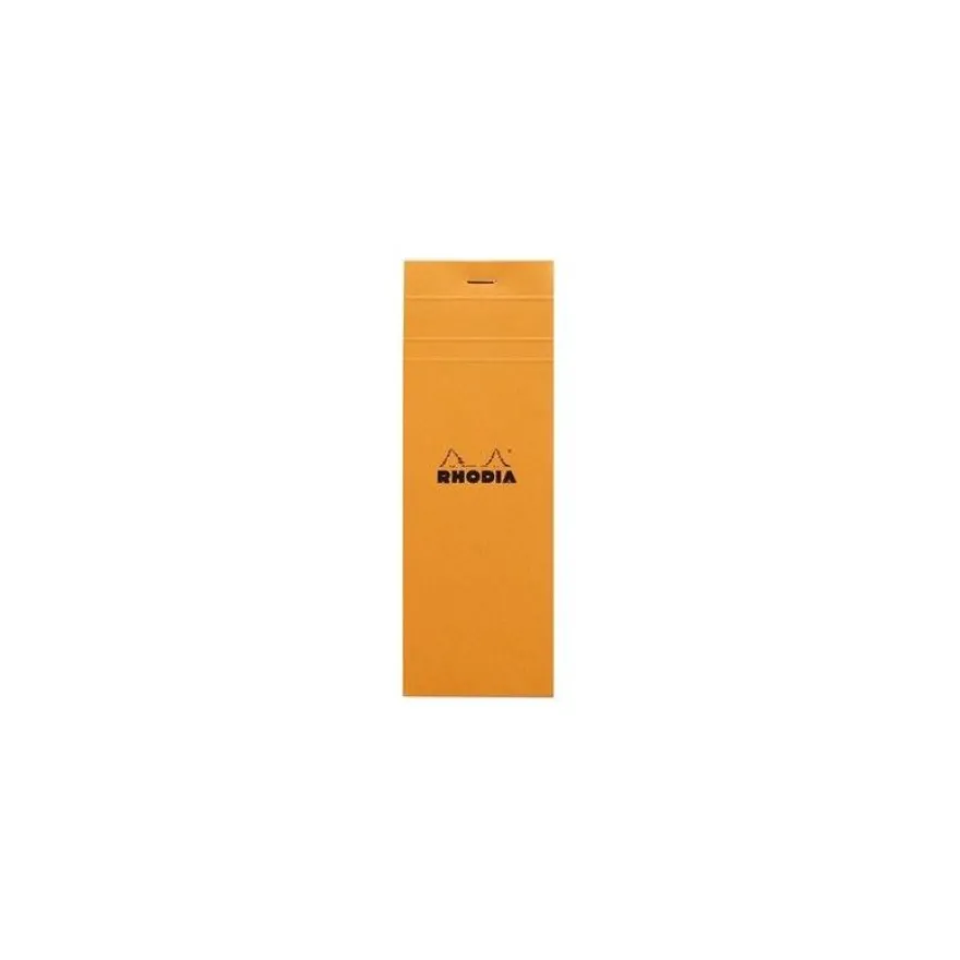 RHODIA Basics N°8 - Bloc notes - agrafé - 74 x 210 mm - 80 feuilles / 160 pages - papier blanc - petits carreaux - dos rigide - couverture orange - carton