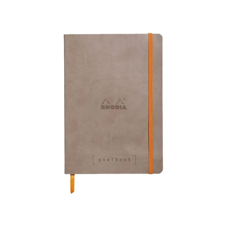 Rhodia Goalbook - Carnet souple A5 - 224 pages numérotées - petits carreaux - taupe