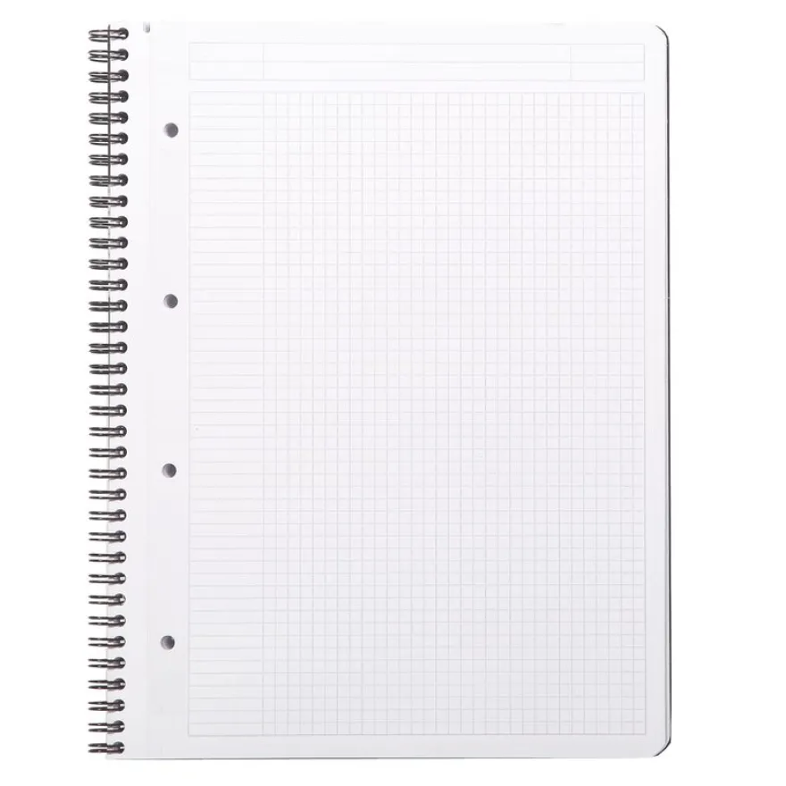 RhodiActive Greenbook - Cahier à spirale 100% recyclé - A4+ (22,5 x 29,7 cm) - 160 pages 90 g/m² - petits carreaux (5x5 mm) - noir