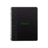 RhodiActive Greenbook - Cahier à spirale 100% recyclé - A5+ (16 x 21 cm) - 160 pages 90 g/m² - ligné - noir