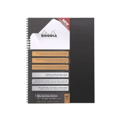 RhodiActive Notebook - Cahier à spirale A4+ (22,5 x 29,7 cm) - 160 pages - petits carreaux (5x5 mm) - noir
