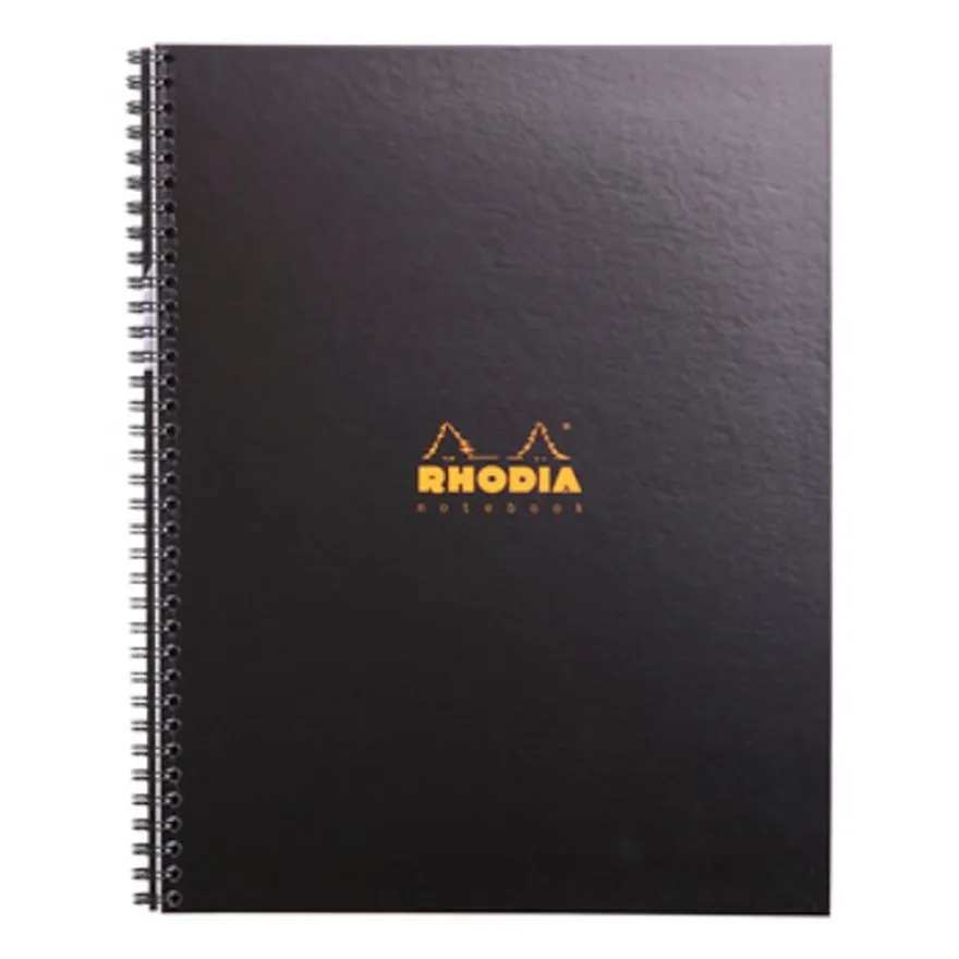 Rhodiactive Notebook - Cahier à spirale A4+ (21 x 31,8 cm) - 160 pages - ligné avec marge - noir