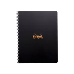Rhodiactive Notebook - Cahier à spirale A4+ (22,5 x 29,7 cm) - 160 pages - ligné avec marge - couverture en polypropylène recyclé - noir