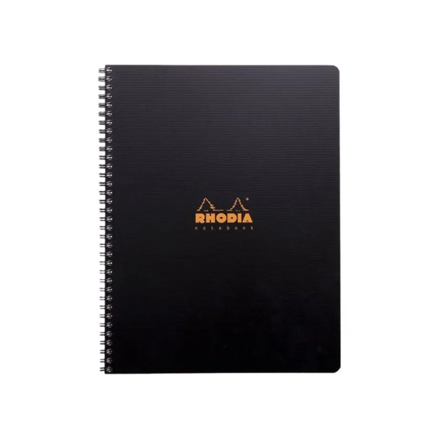 Rhodiactive Notebook - Cahier à spirale A4+ (22,5 x 29,7 cm) - 160 pages - ligné avec marge - couverture en polypropylène recyclé - noir