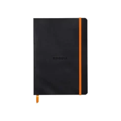 Rhodiarama - Cahier de notes - lien parfait - A5 (148 x 210 mm) - 80 feuilles / 160 pages - papier ivoire - petits carreaux - couverture noire
