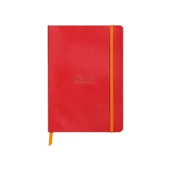 Rhodiarama - Cahier de notes - lien parfait - A5 (148 x 210 mm) - 80 feuilles / 160 pages - papier ivoire - petits carreaux - couverture couleur coquelicot