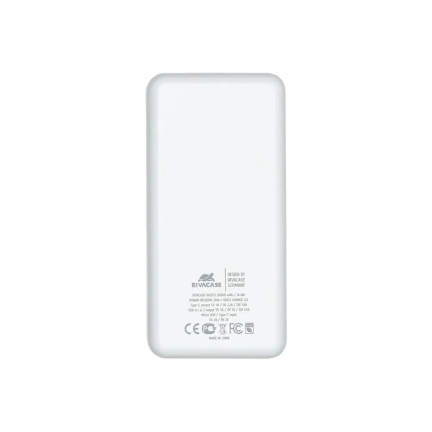 Riva Case Rivapower VA2572 - Batterie externe - 20000 mAh - blanc