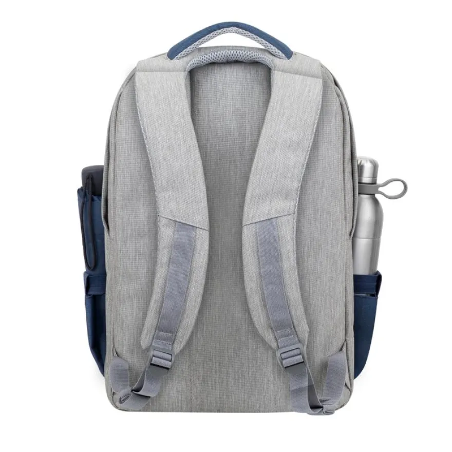 RIVACASE Prater - Sac à dos connecté pour ordinateur portable 17,3" - gris/bleu nuit