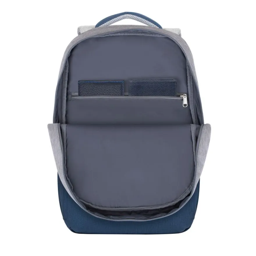 RIVACASE Prater - Sac à dos connecté pour ordinateur portable 17,3" - gris/bleu nuit