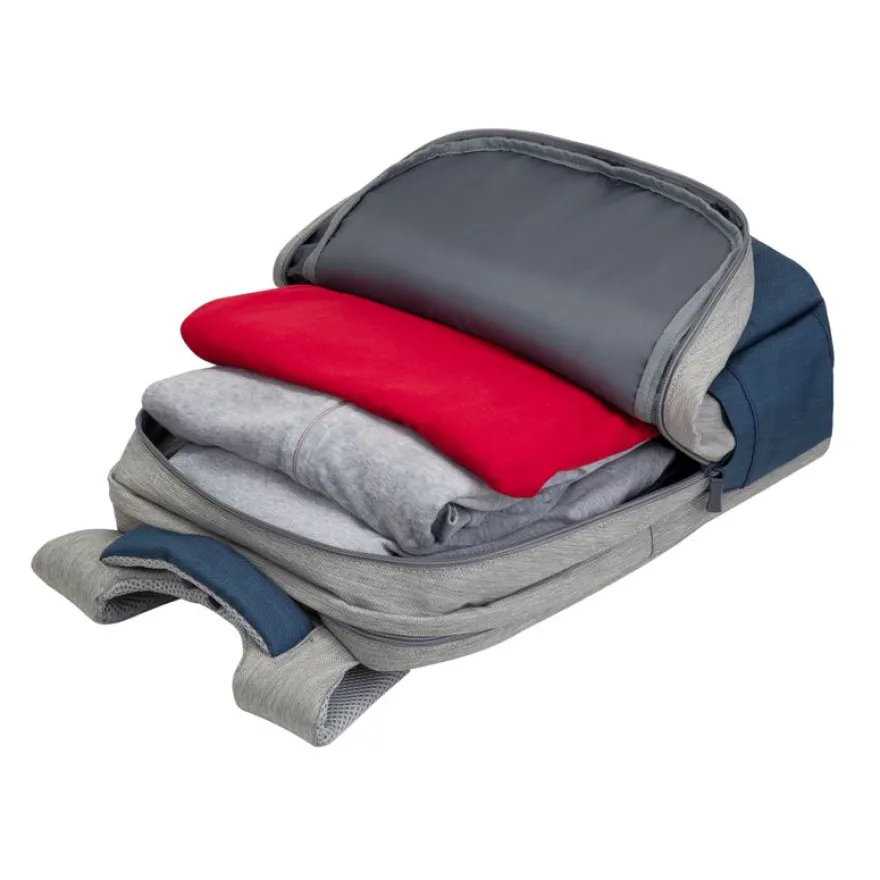 RIVACASE Prater - Sac à dos connecté pour ordinateur portable 17,3" - gris/bleu nuit