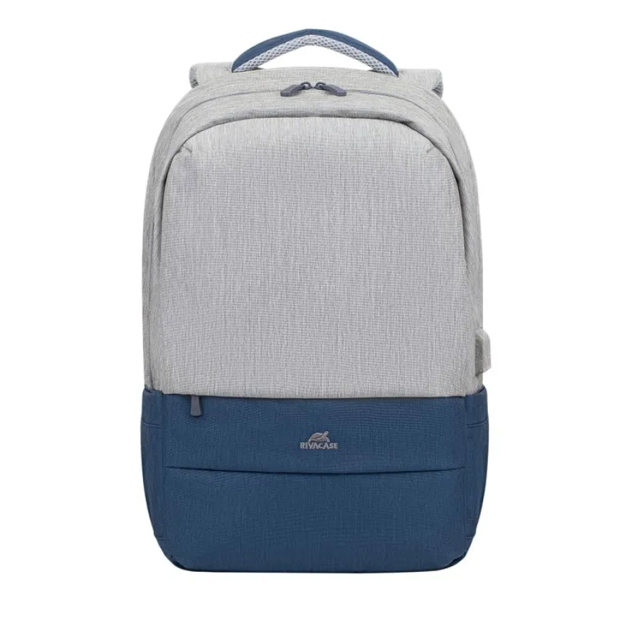 RIVACASE Prater - Sac à dos connecté pour ordinateur portable 17,3" - gris/bleu nuit