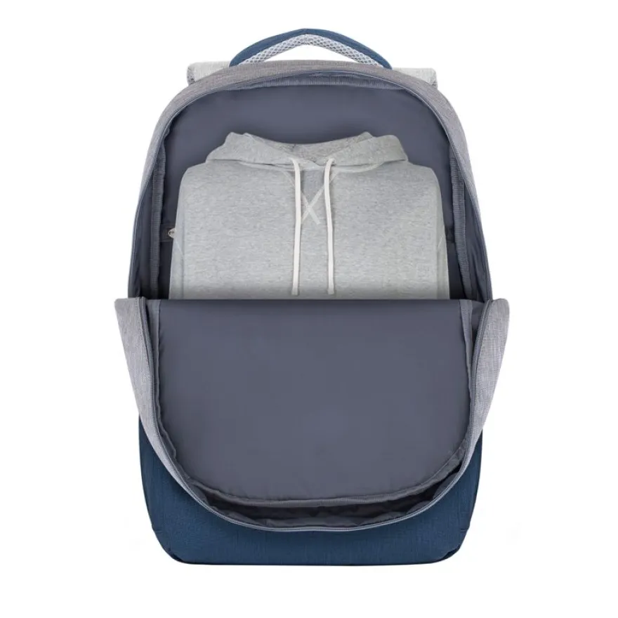 RIVACASE Prater - Sac à dos connecté pour ordinateur portable 17,3" - gris/bleu nuit