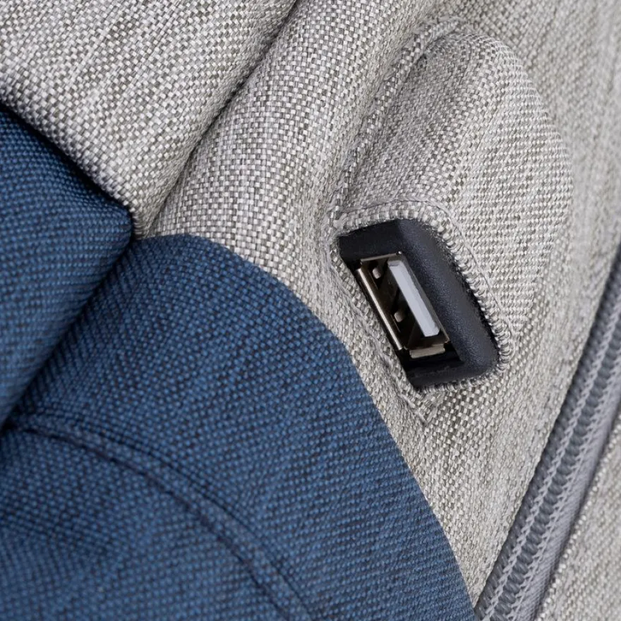 RIVACASE Prater - Sac à dos connecté pour ordinateur portable 17,3" - gris/bleu nuit