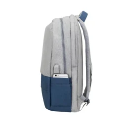 RIVACASE Prater - Sac à dos connecté pour ordinateur portable 17,3" - gris/bleu nuit