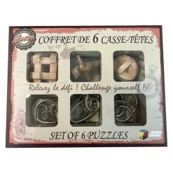 Riviera Games - Coffret 6 casse-têtes rétro - bois et métal