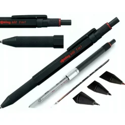 Rotring 600 - Stylo 3 en 1 : porte-mines et stylo à bille noir et rouge - noir