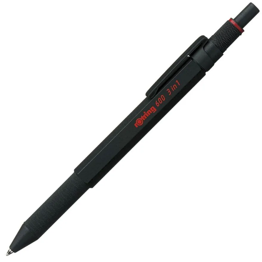 Rotring 600 - Stylo 3 en 1 : porte-mines et stylo à bille noir et rouge - noir