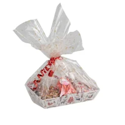 Rouleau film fleuriste transparent – 0,8 x 120 m – étoiles or et blanches