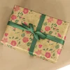 Rouleau papier cadeau kraft 0,7 x 50 m 65g imprimé fleurs - Viquel