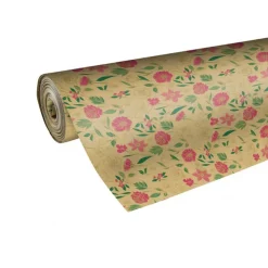 Rouleau papier cadeau kraft 0,7 x 50 m 65g imprimé fleurs - Viquel