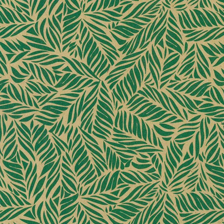 Rouleau papier cadeau kraft 0,7 x 50 m 65g imprimé feuilles - Viquel