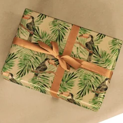 Rouleau papier cadeau kraft 0,7 x 50 m 65g imprimé tropical - Viquel