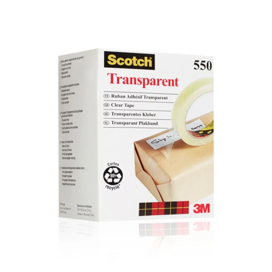Ruban adhésif transparent Scotch 550 - 19 mm x 66 m - lot de 8