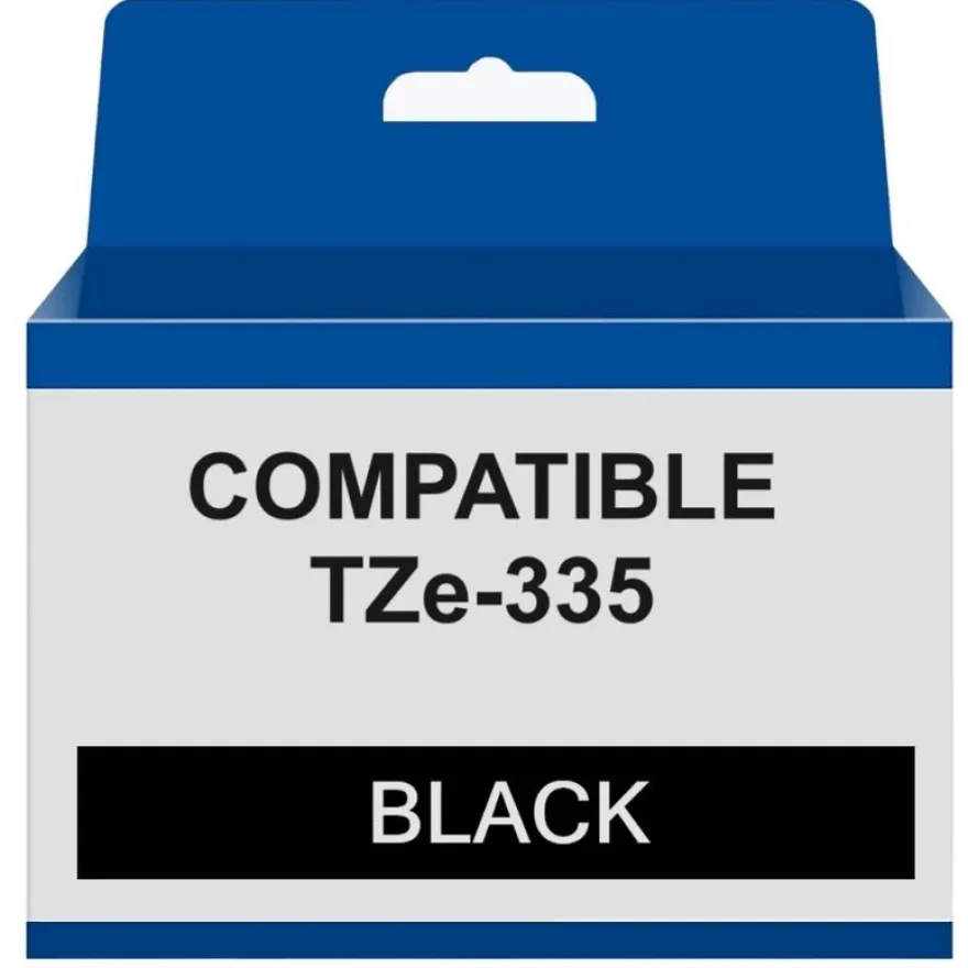 Ruban compatible Brother TZe-335 - Blanc sur noir - rouleau (1,2 cm x 8 m) - The Premium Solution