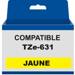 Ruban compatible Brother TZE-631 - noir sur jaune - rouleau (1,2 cm x 8 m) - The Premium Solution