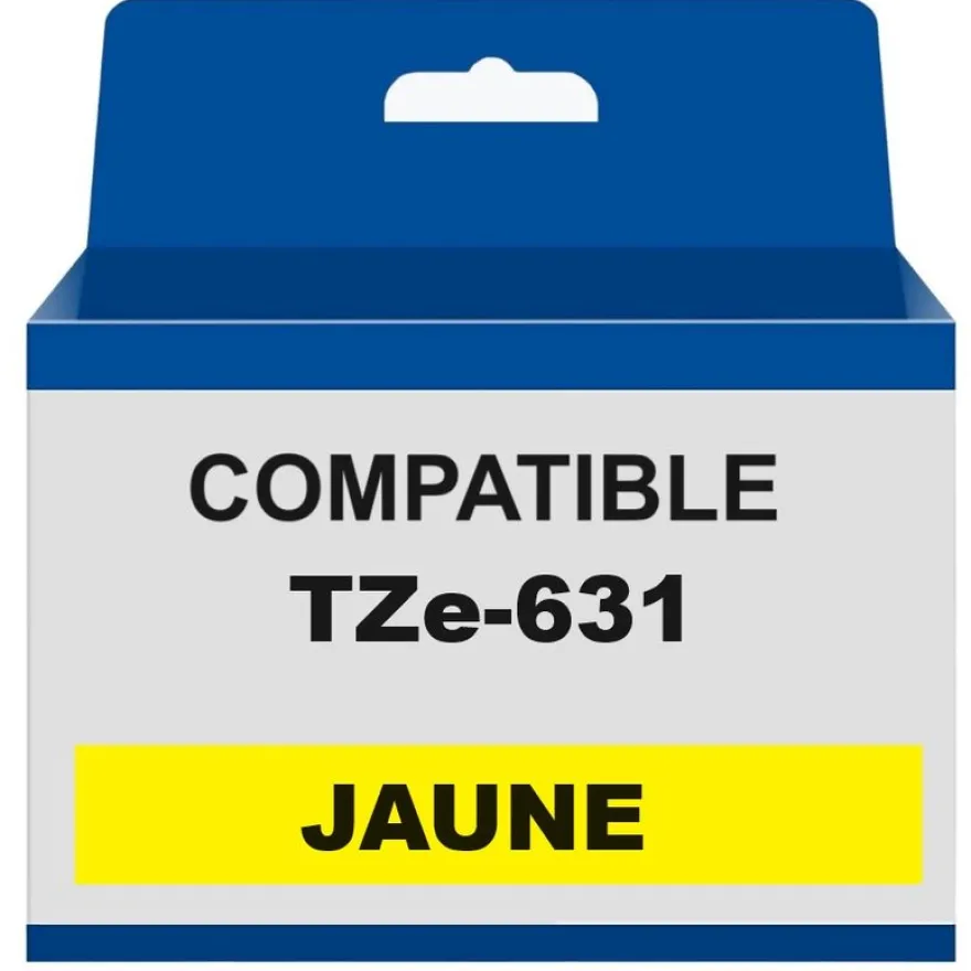 Ruban compatible Brother TZE-631 - noir sur jaune - rouleau (1,2 cm x 8 m) - The Premium Solution