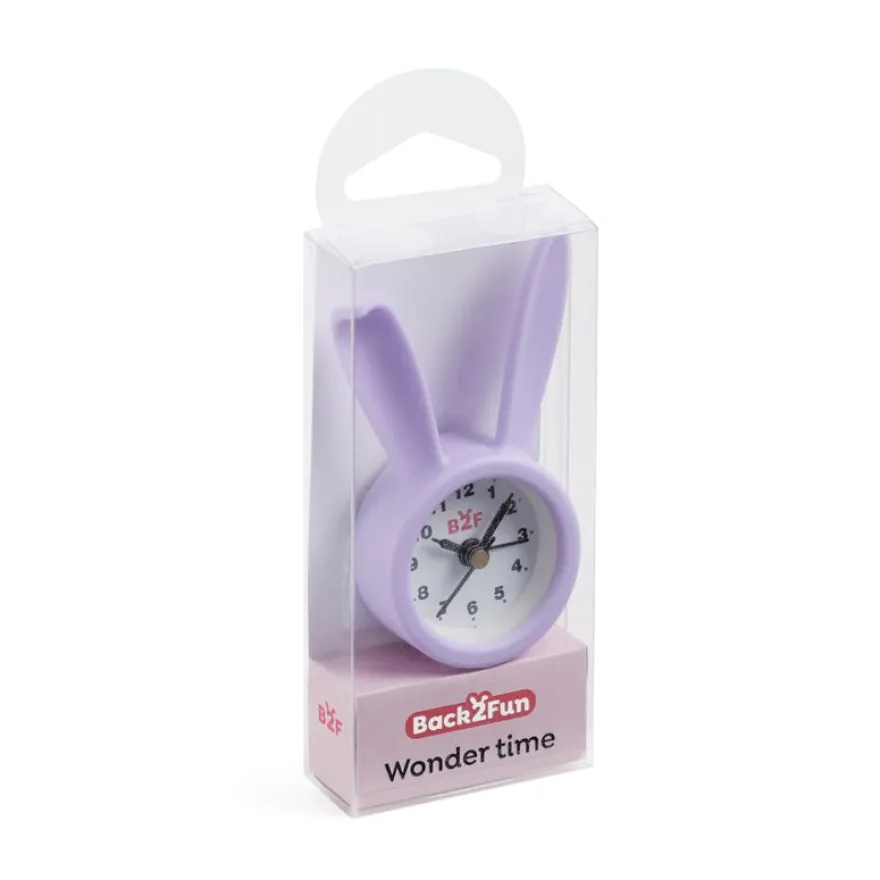 Réveil lapin Back2Fun - format mini - idéal apprentissage de l’heure - pile incluse
