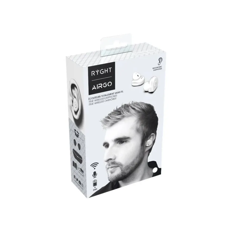 Ryght Airgo Kit main libre - Ecouteurs sans fil bluetooth avec micro - intra-auriculaire - blanc