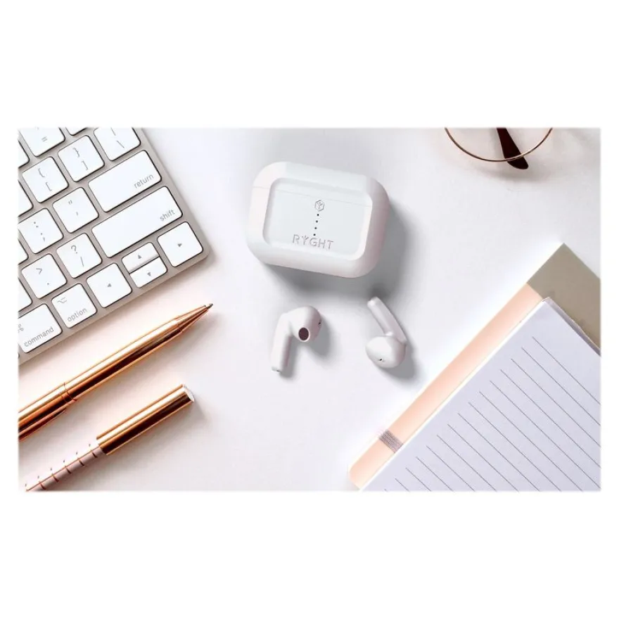 Ryght Mino - Écouteurs sans fil avec micro - intra-auriculaire - Suppresseur de bruit actif - blanc