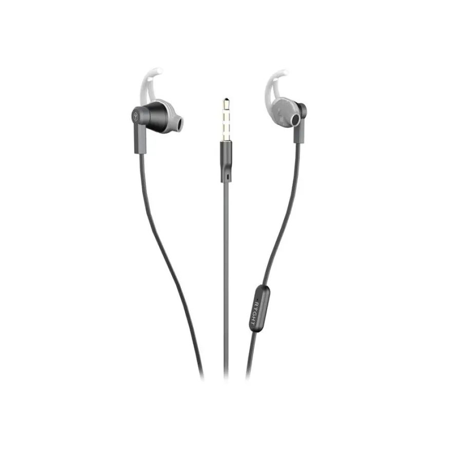 Ryght SPORT BUDS+MIC - Écouteurs avec micro - intra-auriculaire - filaire - jack 3,5mm - noir