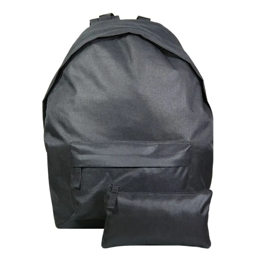 Sac à dos + 1 trousse - 1 compartiment - noir - avec 5 patchs fille - Bagtrotter