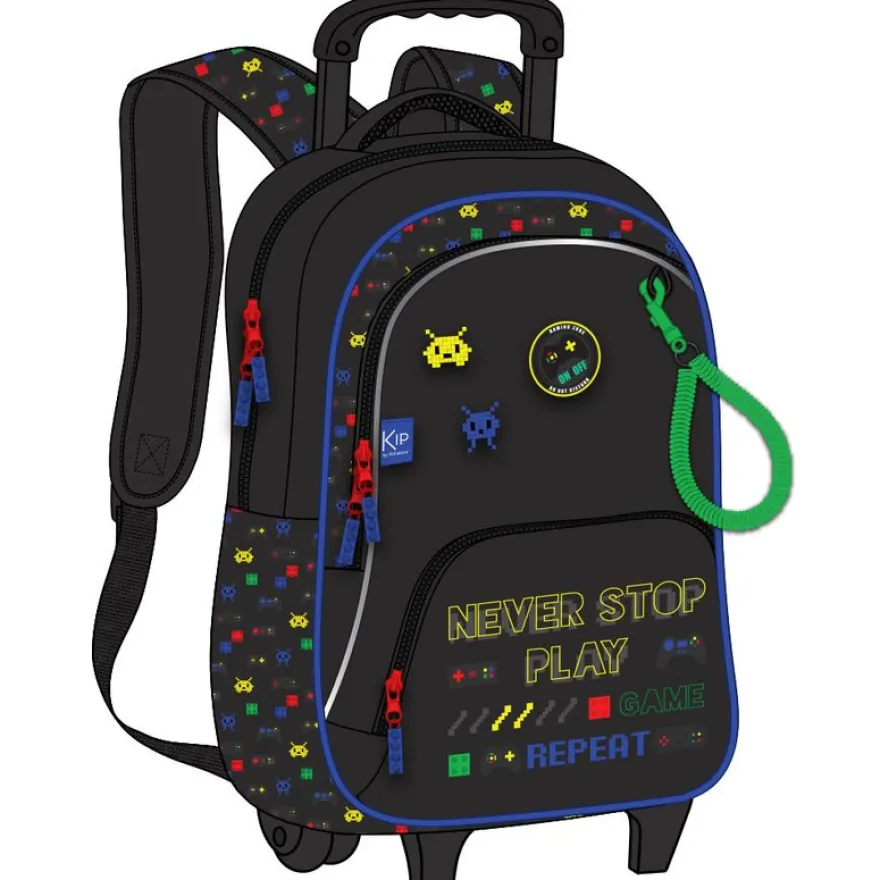 Sac à dos à roulettes KIP Game Zone - 1 compartiment - noir - Kid'Abord