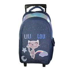 Sac à dos à roulettes Lili Lou - 2 compartiments - bleu - Bagtrotter