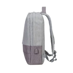 Sac à dos antivol Rivacase 7562 pour ordinateur portable 15,6" - Gris/Mocha avec port USB intégré - 15L