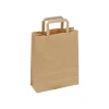 Sac Kraft Brun avec Poignées Plates – Lot de 250, 32+16x42 cm – Grand Format, Solide et Écologique
