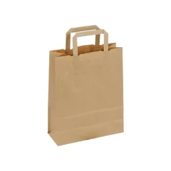 Sac Kraft Brun avec Poignées Plates – Lot de 250, 32+16x42 cm – Grand Format, Solide et Écologique