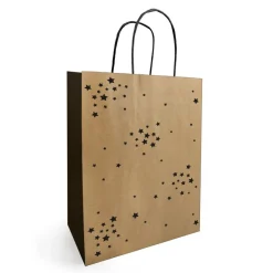 Sac kraft poignées torsadées Starry - 23 x 12 x 30 cm